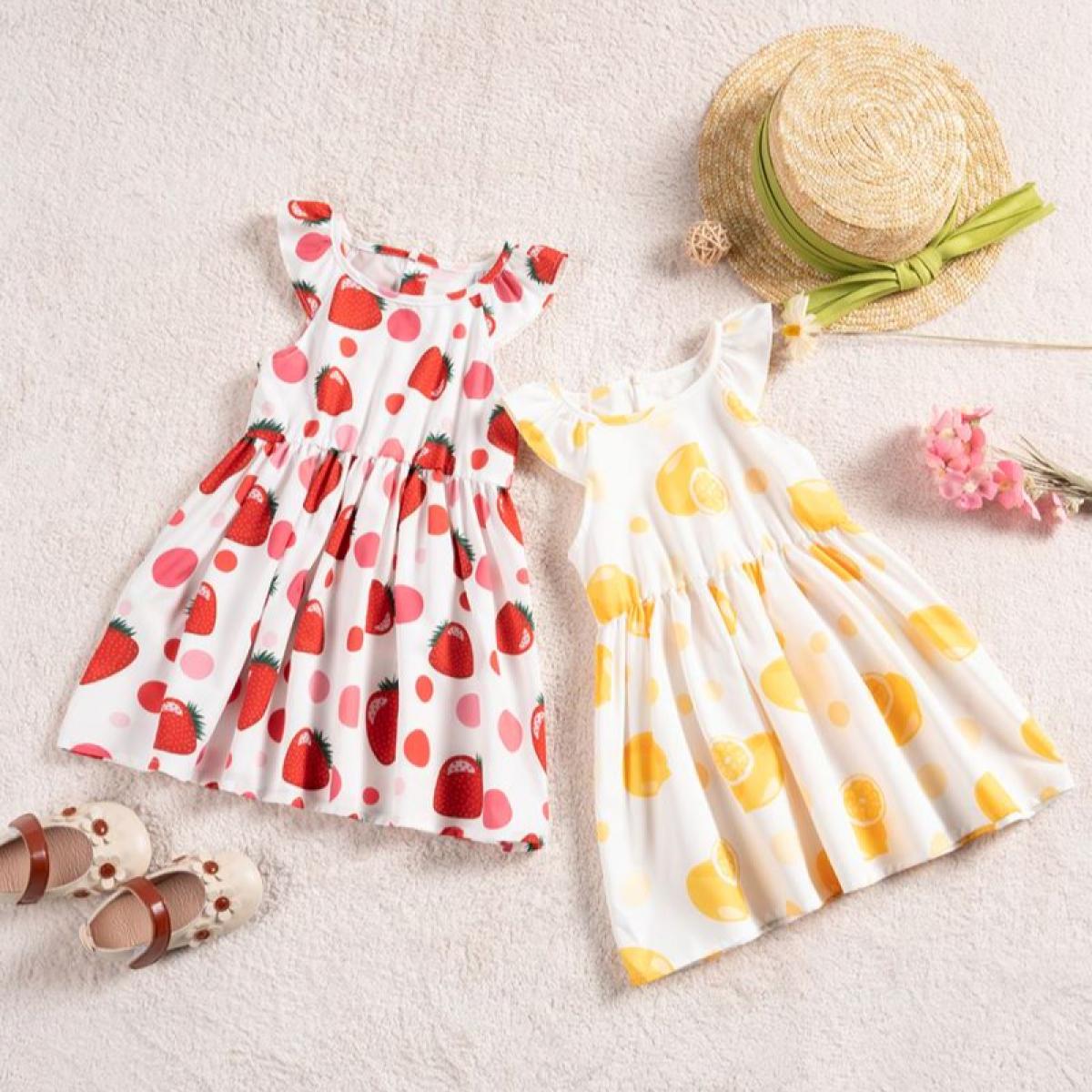 ₪120-Toddler Girls Fruit Sleeveless Dress Summer New Casual Party Holiday  Dresses For 1 5t Baby Girl Outfits Clothing-Description