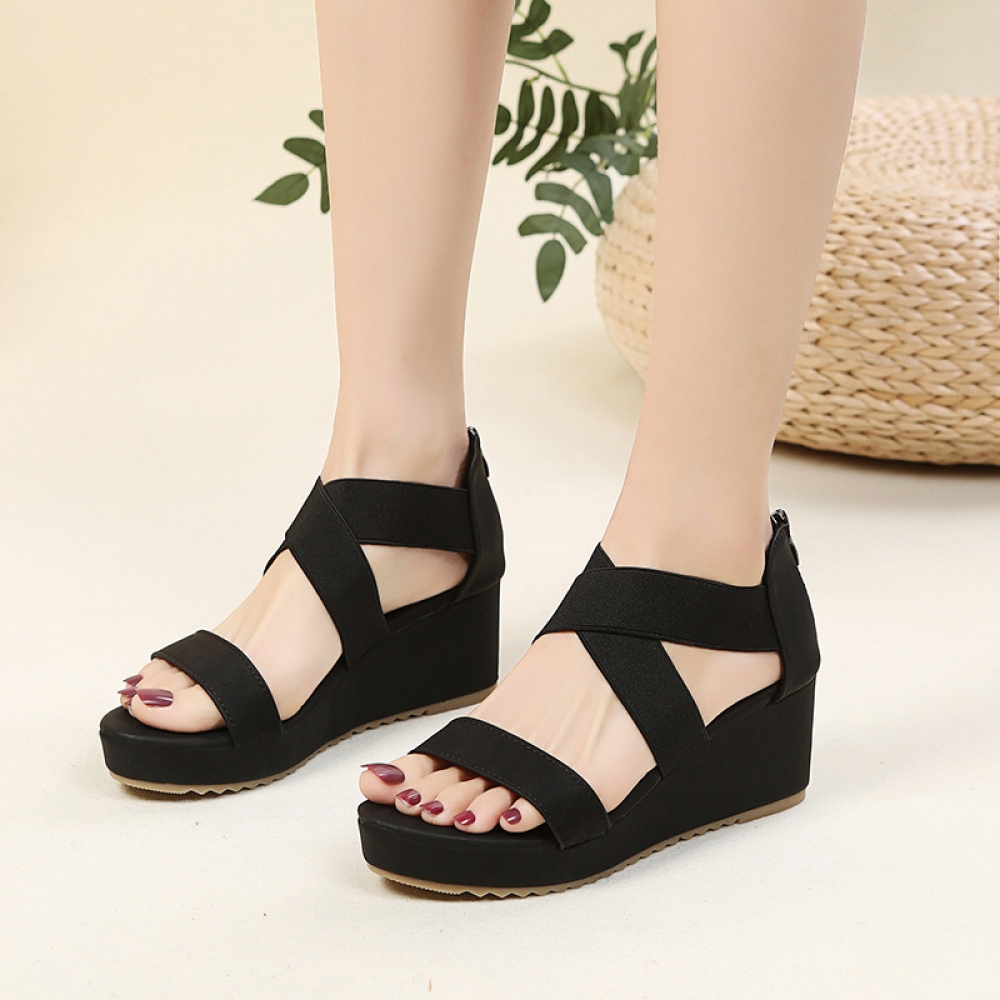 Wedge sandals with back zipper online