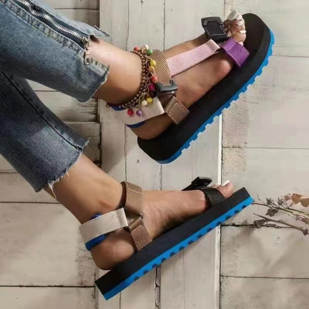 2022 New Large Size Sandals Women Thick Heel Waterproof Platform High Heel  Summer Word Buckle Strap Open Toe Womens Sho