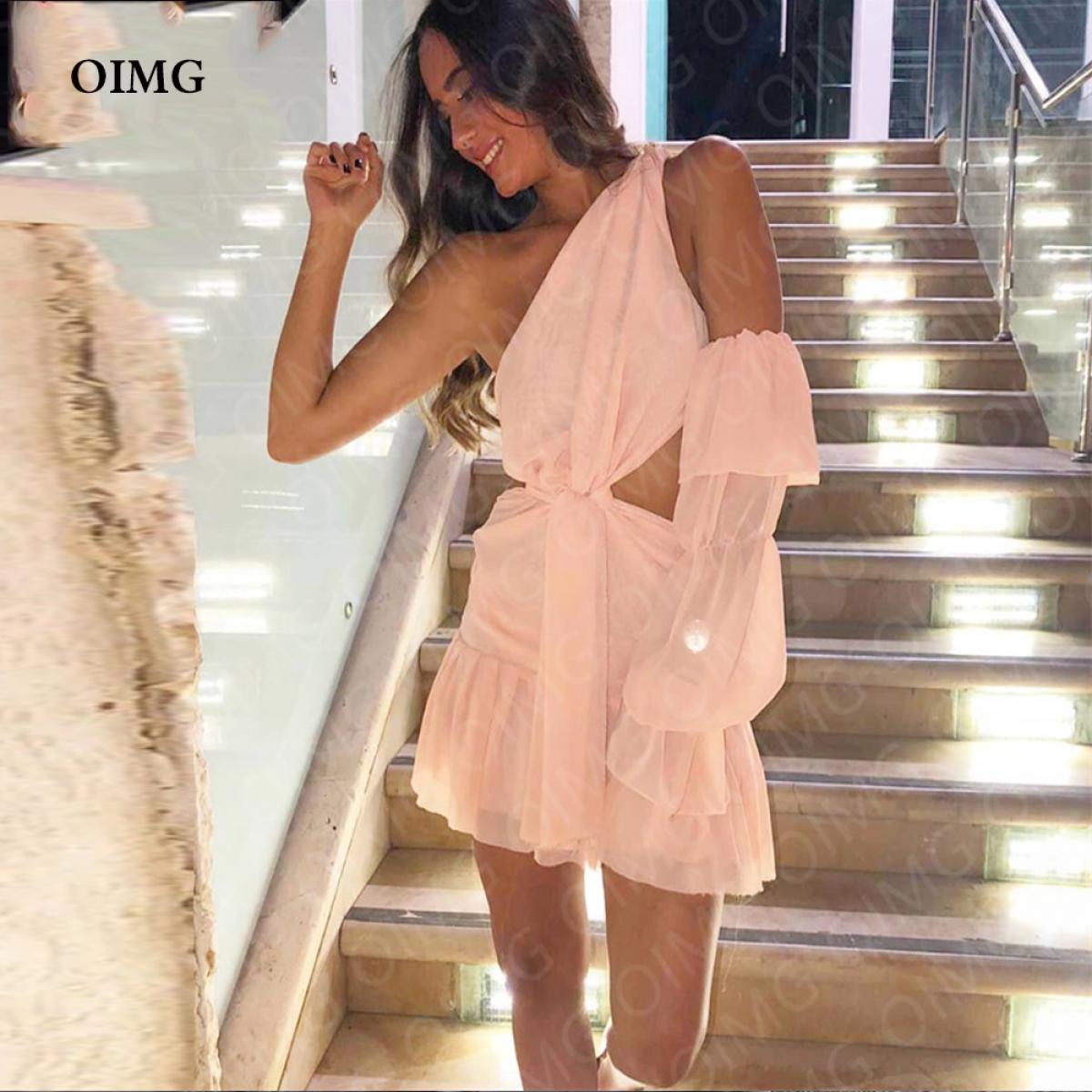 470 Oimg Light Pink Chiffon Dubai Arabic Formal Event Evening