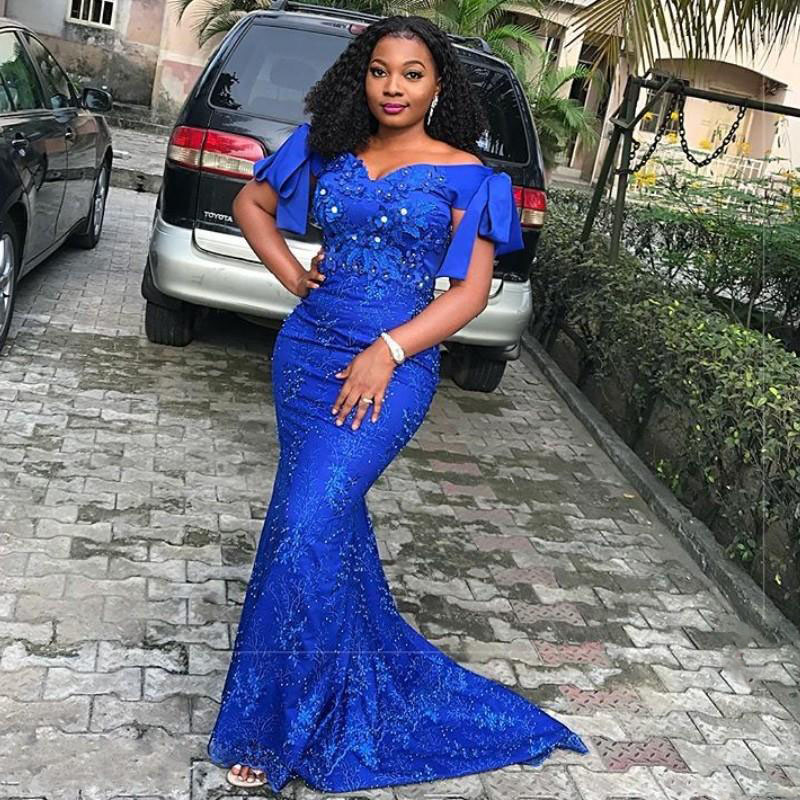 Royal blue top dinner gown