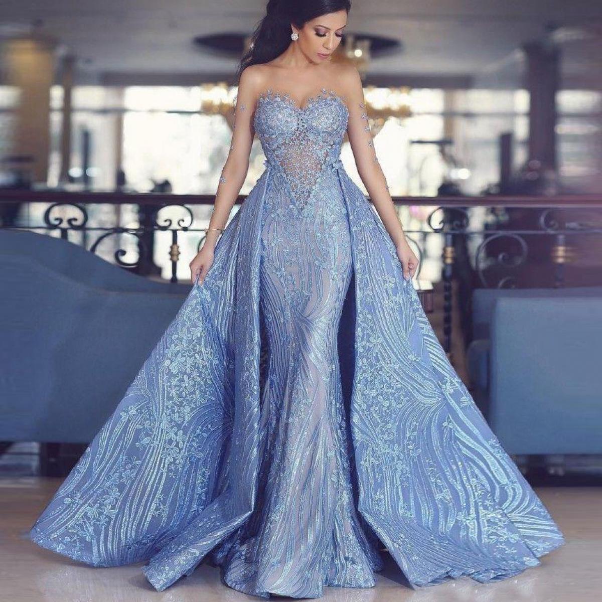 Detachable train prom clearance dress