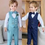 813 Little Boys 1 Year Birthday Suit Kids Vest Pants Bowtie Photograph Suit Children Wedding Dress Child Performance Party C Description