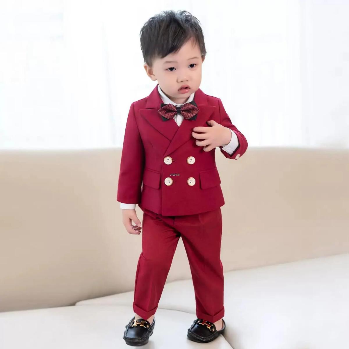 Newborn Baby Boy 1 Year Birthday Suit Prince Kids Blazer Jacket Pants 2pcs  Photograph Dress Children Wedding Performance 5T 5T jacket pants jacket  pants