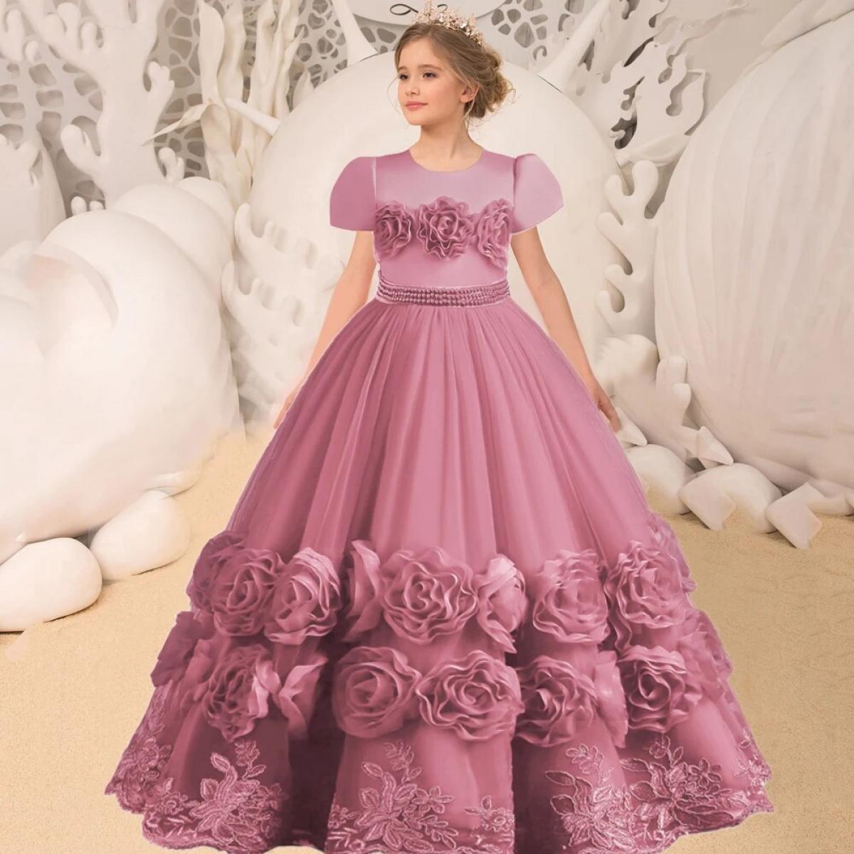 140 Puffy Flower Girls Dress Children Christmas Costume Pageant