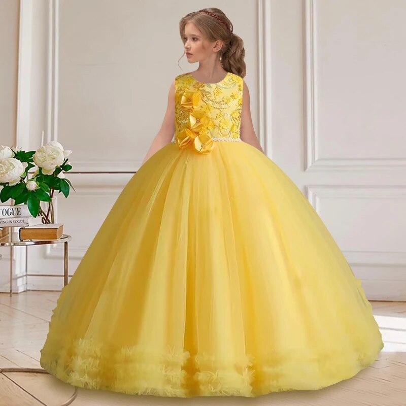 221 New 4 14 Year Old Girl Dress New Year Dress Girl Birthday Wedding Party Celebration Sleeveless Princess Dress Christmas Description