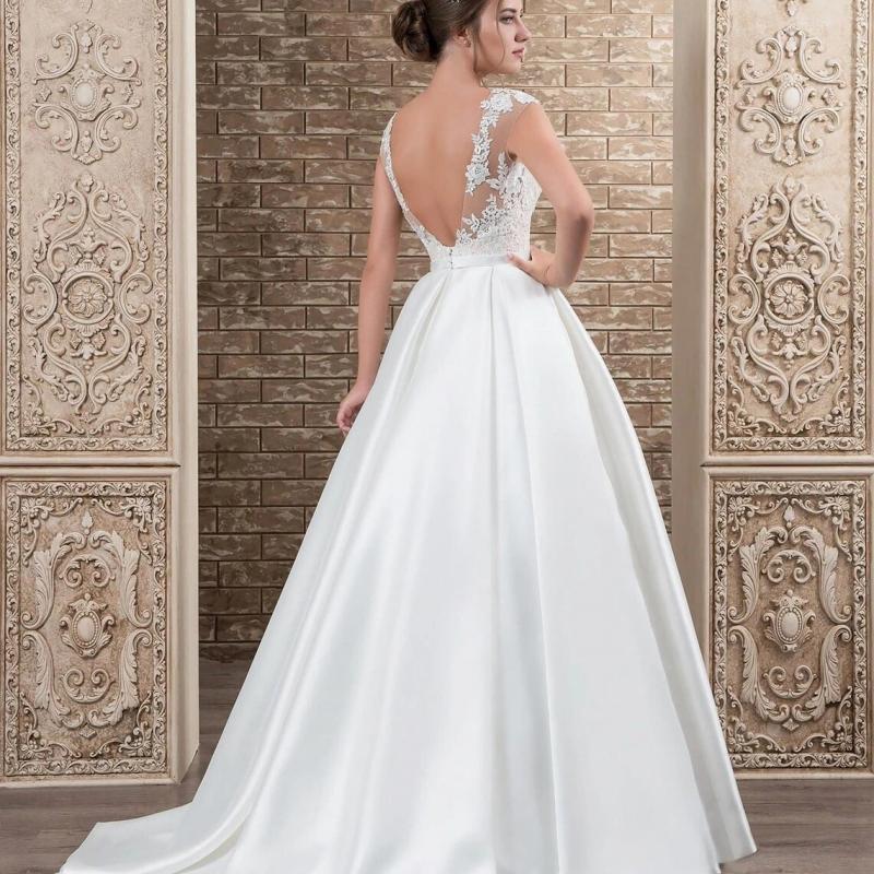 sachin and babi light blue dress EMPIRE WAIST BRIDAL GOWN WITH THICK STRAP BEADED BODICE – Dave & Johnny main image 1