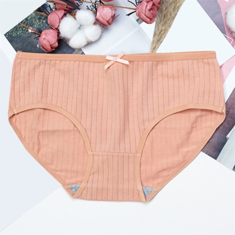 ₪90-Polyester Solid Panties Women Mid Waist Briefs Underwear Female Sweet  Simple Underpants Lady Bow Panty 8 Colors Womens-Description